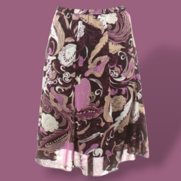 💜Vintage 90's EVC! Purple Floral Flowy Midi Skirt- George - Picture 1 of 7